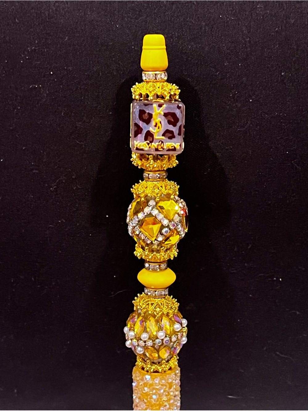 Yves Saint Laurent leopard print acrylic focal fancy beaded pen